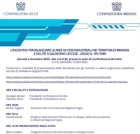 BRINDISI : CONFINDUSTRIA : RILANCIARE LE AREE DI CRISI INDUSTRIALE
