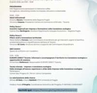 TARANTO : CAMERA DI COMMERCIO : TRANSIZIONE ECOLOGICA : CONVEGNO