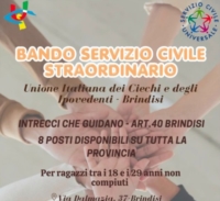 BRINDISI : UICI SELEZIONA VOLONTARI PER SERVIZIO CIVILE UNIVERSALE