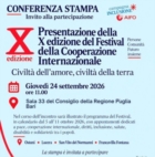 PUGLIA : FESTIVAL DELLA COOPERAZIONE INTERNAZIONALE : CONFERENZA STAMPA