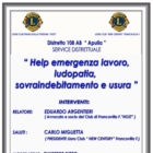 LIONS CLUB FRANCAVILLA FONTANA “HOST”: ''Help emergenza lavoro, ludopatia, sovraindebitamento e usura''